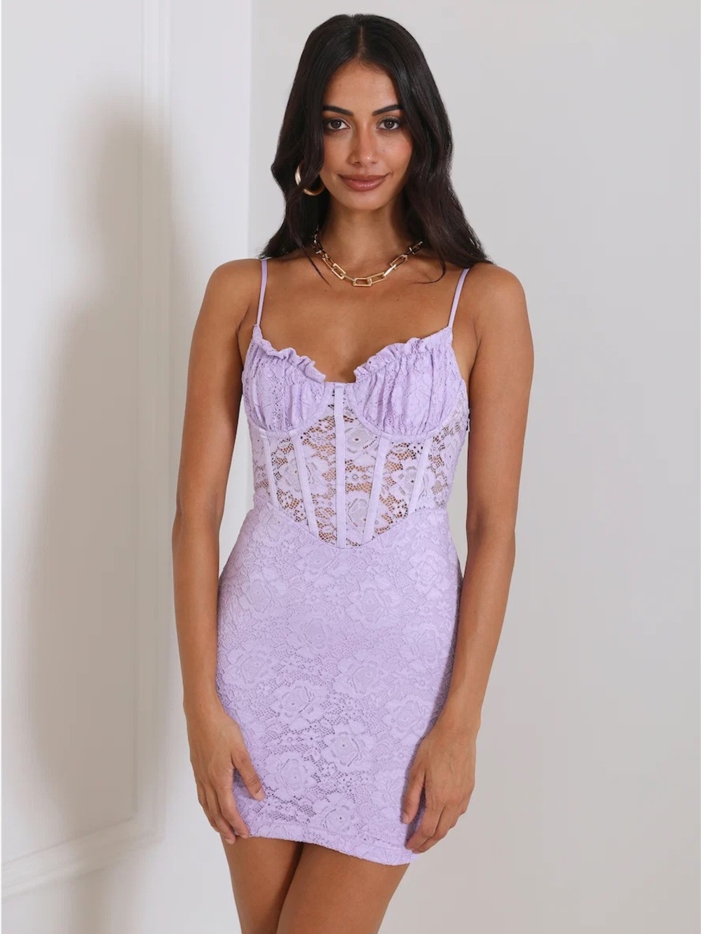 Shareen Collections Australia Designer Lilac Lace Corset Mini Dress Size 10 NWT